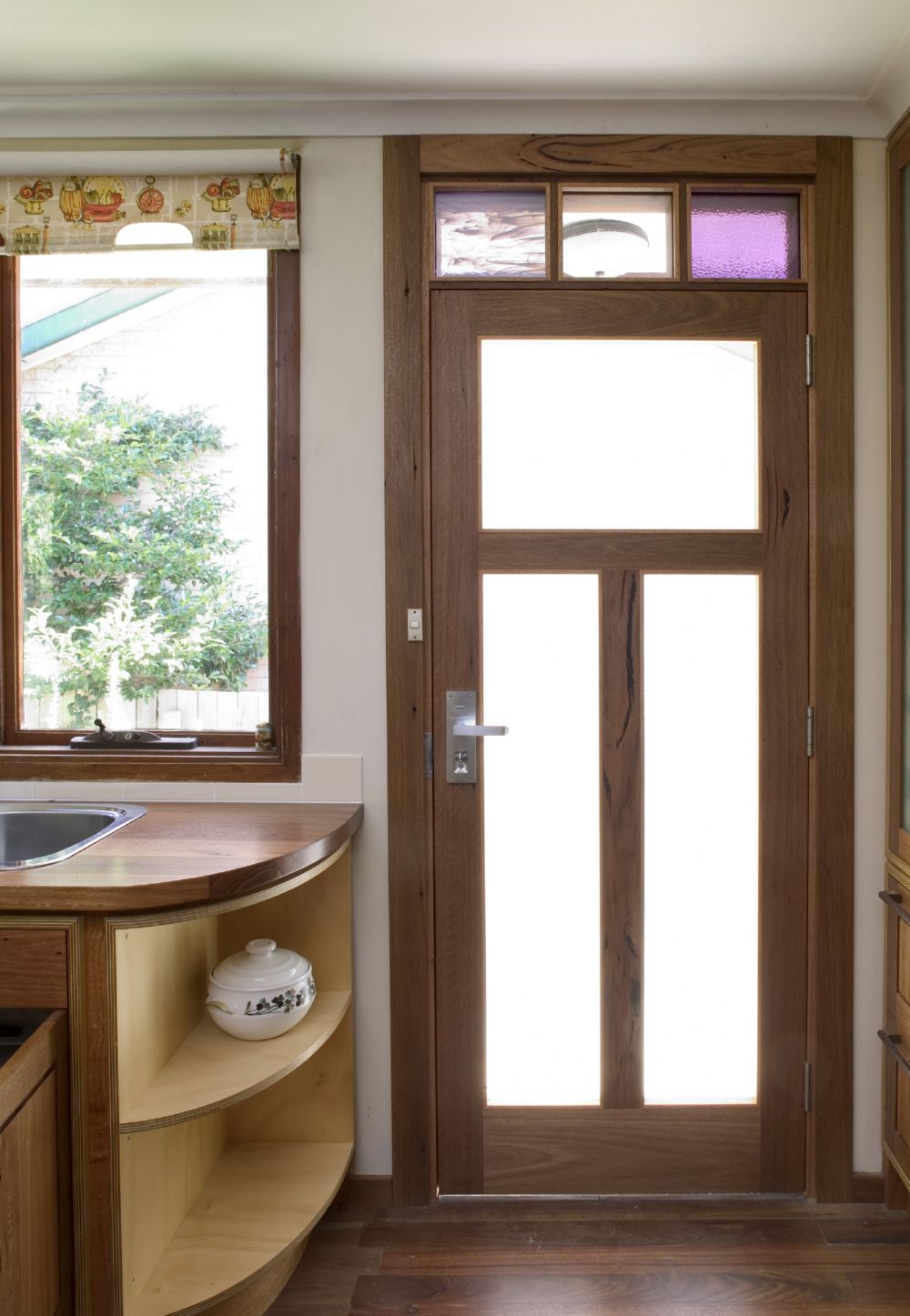 Select Custom Joinery | Timber door with purple glass