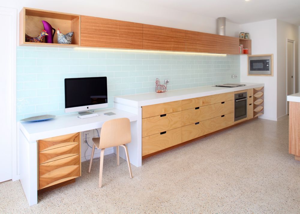 Select Custom Joinery  Plywood Kitchen with concrete 