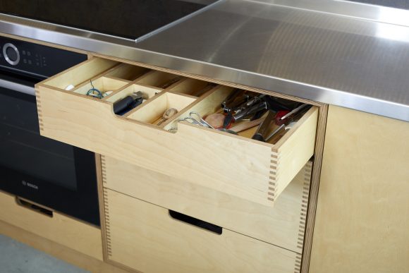 Plywood cutlery drawer