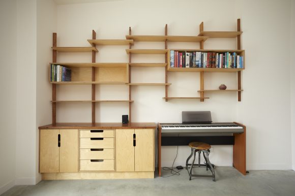 Plywood & redgum shelving & storage