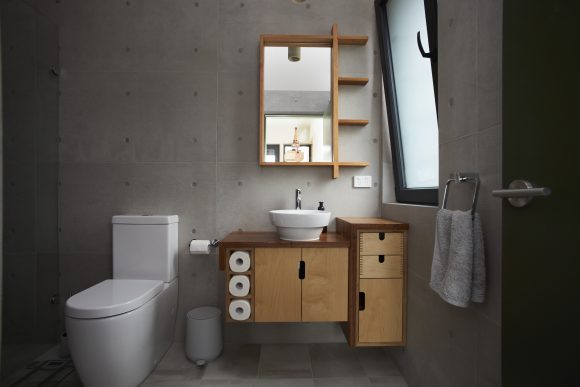 Plywood & recycled timber vanity room 2