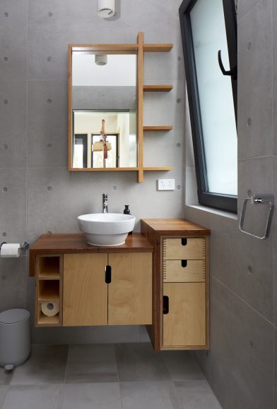 Plywood & recycled timber vanity room 2